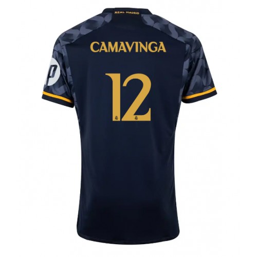 Pánský Fotbalový dres Real Madrid Eduardo Camavinga #12 2023-24 Venkovní Krátký Rukáv